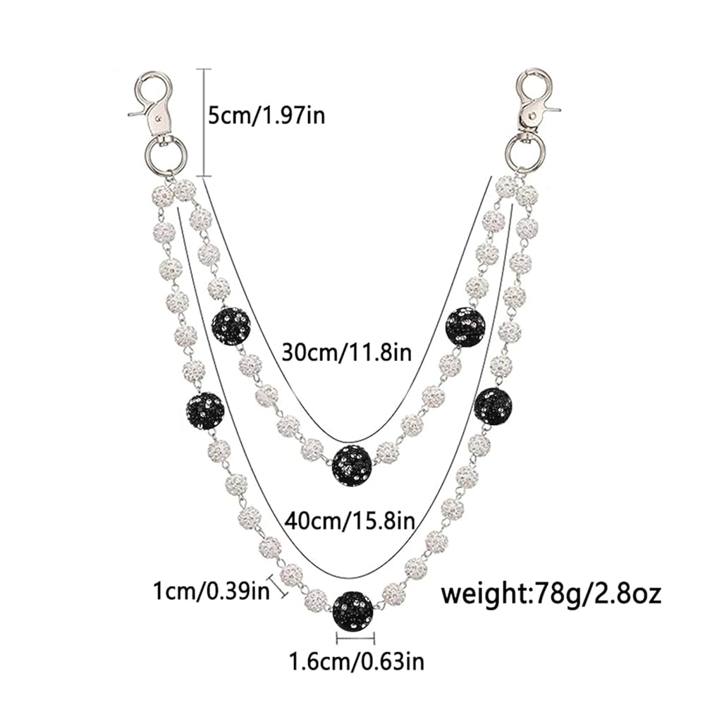 Fashion Layered Ceramic Bead Keychain - Sparkly Rhinestone